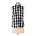 J.Crew Factory Store Sleeveless Button Down Shirt: Black Print Tops - Women's Size Small