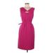 Jones New York Casual Dress - Party V Neck Sleeveless: Pink Solid Dresses - Women's Size 6