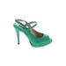 White House Black Market Heels: Green Print Shoes - Women's Size 7 - Peep Toe