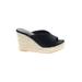 Wedges: Slip-on Platform Casual Black Print Shoes - Women's Size 38 - Open Toe
