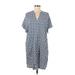 H&M Casual Dress - Mini V Neck Short sleeves: Blue Dresses - New - Women's Size 8