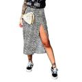 Gyios skirt Summer Women High Waist Skirts Wraps Slim Split Beach Casual Midi Skirt Ladies Leopard Flower Printing Clothing-a-l