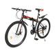 ROMYIX Adult Mountain Bike, 26-Inch Wheels 21 Speed Folding Mountain Bike Mens/Womens MTB Bicycle Full Suspension (Black&Red)