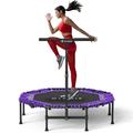 CLORIS 38''/40"/48'' Foldable Fitness Trampoline - Max Load 220lb/400 lb/450lb, Rebounder with Adjustable Foam Handle Indoor/Outdoor Fitness Body Exercise (48''Purple)