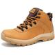 CC-Los Men's Waterproof Hiking Boots - Outdoor Walking Boots Work Boots Mid-Top Wheat Size 7 Wide