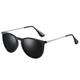 MiqiZWQ Sunglasses womens Classic Round Polarized Sunglasses Men Womendriving Sun Glasses Male Vintage Black Pink Shades Travelling Eyewear-Black Black