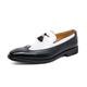 New Dress Oxford for Men Slip On Square Burnished Toe Two Tone Vegan Leather Block Heel Rubber Sole Slip Resistant Low Top Outdoor (Color : Black, Size : 9 UK)