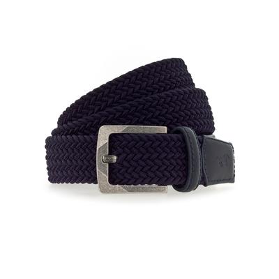 Stretchgürtel MUSTANG, Damen, Gr. 90, blau (navy), Materialmix, unifarben, Flechtoptik, modisch,casual, Gürtel, Elastisch in Flechtoptik, mit markanten Lederdetails, 3,5 cm Image