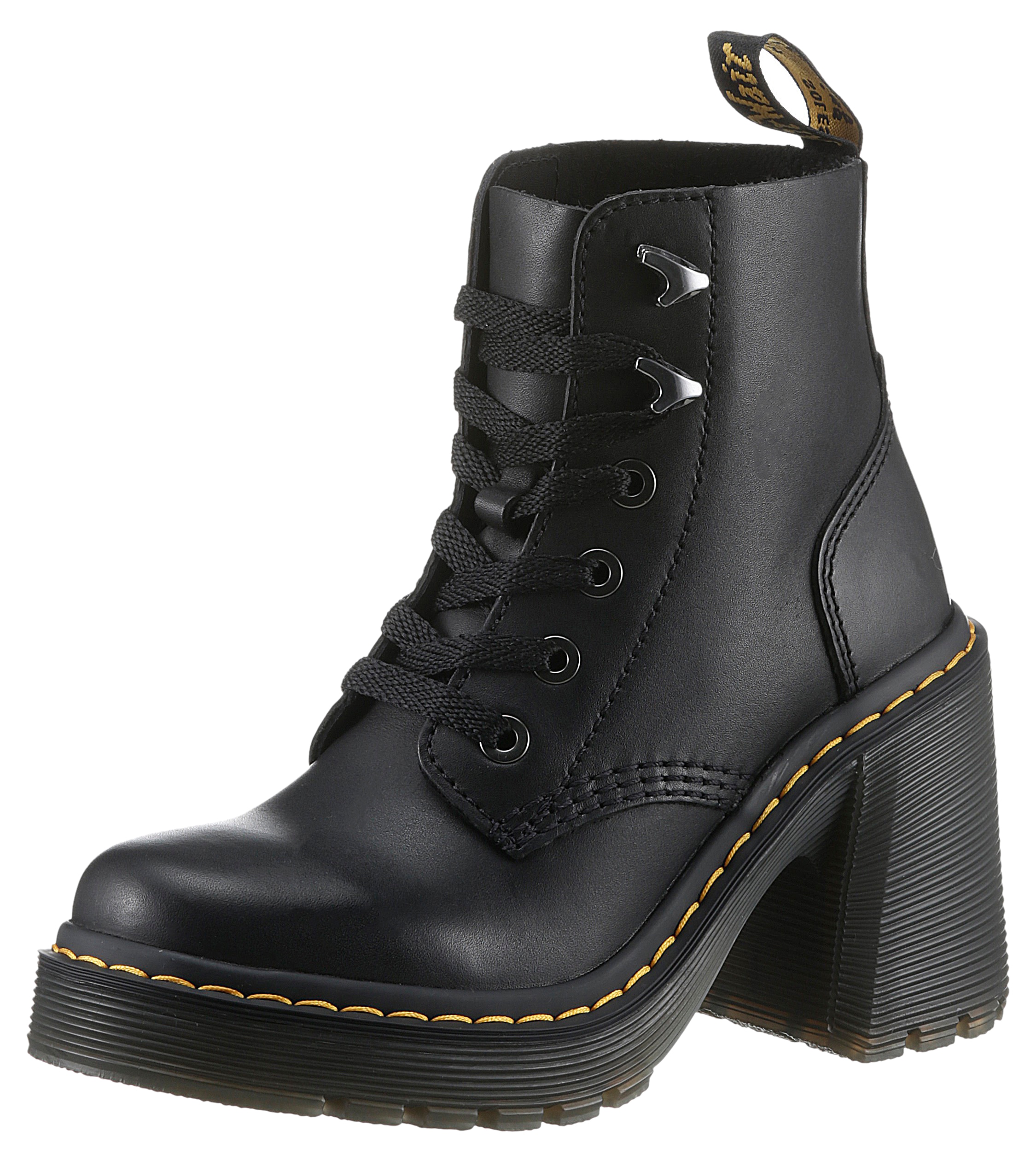Schnürboots DR. MARTENS "Jesy", Damen, Gr. 41, schwarz, Leder, Schuhe Schnürboots, Blockabsatz, Stiefelette mit modischen Metall Eyelets, Topseller