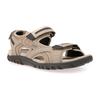 Sandale GEOX "UOMO SANDAL STRADA", Herren, Gr. 47, blau (sandfarben, navy), Lederimitat, sportlich, Schuhe, Sommerschuh, Klettschuh, Outdoorsandale, im Trekking-Look