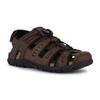 Sandale GEOX "UOMO SANDAL STRADA C", Herren, Gr. 39, braun (dunkelbraun, schwarz), Lederimitat, Textil, klassisch, Schuhe, Sommerschuh, Klettschuh, Outdoorsandale, mit Lederfußbett