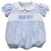 Girl's Infant Vive La Fete Sky Blue Manchester City Mini Check Smocked Bubble Dress