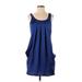 H&M Casual Dress - Shift Scoop Neck Sleeveless: Blue Solid Dresses - Women's Size 2