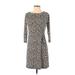 Ann Taylor LOFT Casual Dress - Sheath: Gray Houndstooth Dresses - Women's Size Small Petite