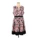 Luxe by Carmen Marc Valvo Casual Dress - Mini V-Neck Sleeveless: Pink Print Dresses - Women's Size 16