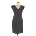 Calvin Klein Casual Dress - Sheath V Neck Short sleeves: Gray Polka Dots Dresses - Women's Size 10