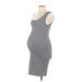 Motherhood Casual Dress - Midi Scoop Neck Sleeveless: White Print Dresses - Women's Size Medium Maternity