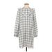 Madewell Casual Dress - Mini Mock Long sleeves: Gray Plaid Dresses - Women's Size Large