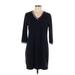 Tommy Hilfiger Casual Dress - Shift V-Neck 3/4 sleeves: Black Print Dresses - Women's Size Large