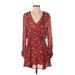 IRO Casual Dress - A-Line Plunge Long sleeves: Red Floral Dresses - Women's Size 36