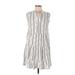 Blue Rain Casual Dress - Mini Collared Sleeveless: Gray Stripes Dresses - Women's Size Medium