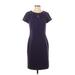 Banana Republic Factory Store Casual Dress - Sheath High Neck Short sleeves: Purple Print Dresses - Women's Size 4