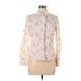 Tommy Hilfiger Long Sleeve Button Down Shirt: Ivory Floral Tops - Women's Size 6