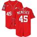 Joey Meneses Washington Nationals Game-Used #45 Red Jersey vs. Colorado Rockies on July 25, 2023