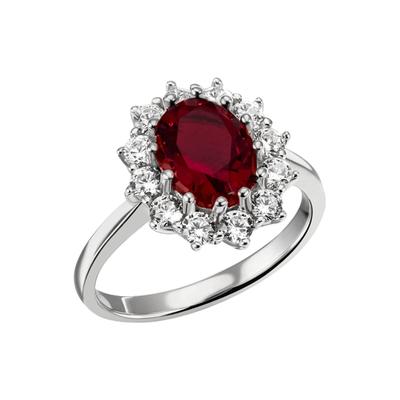 Fingerring FIRETTI "Schmuck Geschenk Silber 925 Silberring Lady D handgefertigt" Gr. 50, rot (silberfarben, rubinrot, kristallweiß, rubinrot, kristallweiß), Fingerringe, Damen, 50, Silber 925 (Sterlingsilber), 2,1mm, mit Glasstein, Zirkonia (synth.) Image