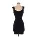 Guess Casual Dress - Mini V Neck Sleeveless: Black Print Dresses - Women's Size 0