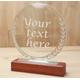 Personalised Stunning Engraved Round Crystal Glass Heavy Award Trophy gift or Memorial Piece on a Solid Wood Base. With Gift Box