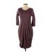 Pink Blush Casual Dress - Sheath Scoop Neck 3/4 sleeves: Burgundy Print Dresses - Women's Size Large