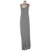 Love, Fire Casual Dress - A-Line Plunge Sleeveless: Gray Print Dresses - Women's Size Large