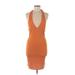 Fashion Nova Casual Dress - Mini Plunge Sleeveless: Orange Print Dresses - Women's Size Medium