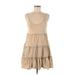 Zara Casual Dress - A-Line Scoop Neck Sleeveless: Tan Print Dresses - Women's Size Medium