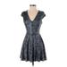 Topshop Cocktail Dress - Mini: Blue Hearts Dresses - Women's Size 2