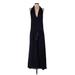 Banana Republic Cocktail Dress - Midi V Neck Sleeveless: Blue Solid Dresses - New - Women's Size Small