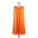 Dana Buchman Casual Dress - Mini Scoop Neck Sleeveless: Orange Solid Dresses - Women's Size Large