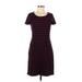 Talbots Casual Dress - Sheath Scoop Neck Short sleeves: Burgundy Stripes Dresses - Women's Size Medium Petite