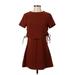 Glamorous Casual Dress - Mini Crew Neck Short sleeves: Burgundy Print Dresses - Women's Size Small