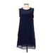 Tommy Bahama Cocktail Dress - Shift Crew Neck Sleeveless: Blue Solid Dresses - Women's Size Small
