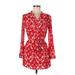 Ark & Co. Casual Dress - Mini V Neck Long sleeves: Red Dresses - Women's Size Large