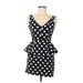 Divided by H&M Cocktail Dress - Mini Plunge Sleeveless: Black Print Dresses - New - Women's Size 6