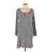 Southern Tide Casual Dress - Shift Tie Neck 3/4 sleeves: Gray Dresses - Women's Size Large