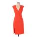 Lumier by Bariano Casual Dress - Sheath Plunge Sleeveless: Orange Print Dresses - Women's Size Small