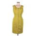 Tahari by ASL Casual Dress - Sheath: Yellow Grid Dresses - Women's Size 8
