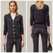 Tory Burch Sweaters | Euc Tory Burch Black Merino Wool Simone Cardigan Sweater | Color: Black/Gold | Size: S