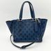Coach Bags | Coach Mini Crosby Carryall In Printed Crossgrain Leather 34774 Blue Black Flora | Color: Blue | Size: Os
