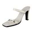 Gucci Shoes | Gucci Authentic White Genuine Leather Horsebit Slides High Heels Sandals 6 B | Color: White | Size: 6