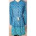 Anthropologie Dresses | Anthropologie Meadow Rue A Line Long Sleeve Dress Floral Button Front Boho | Color: Blue/White | Size: 10